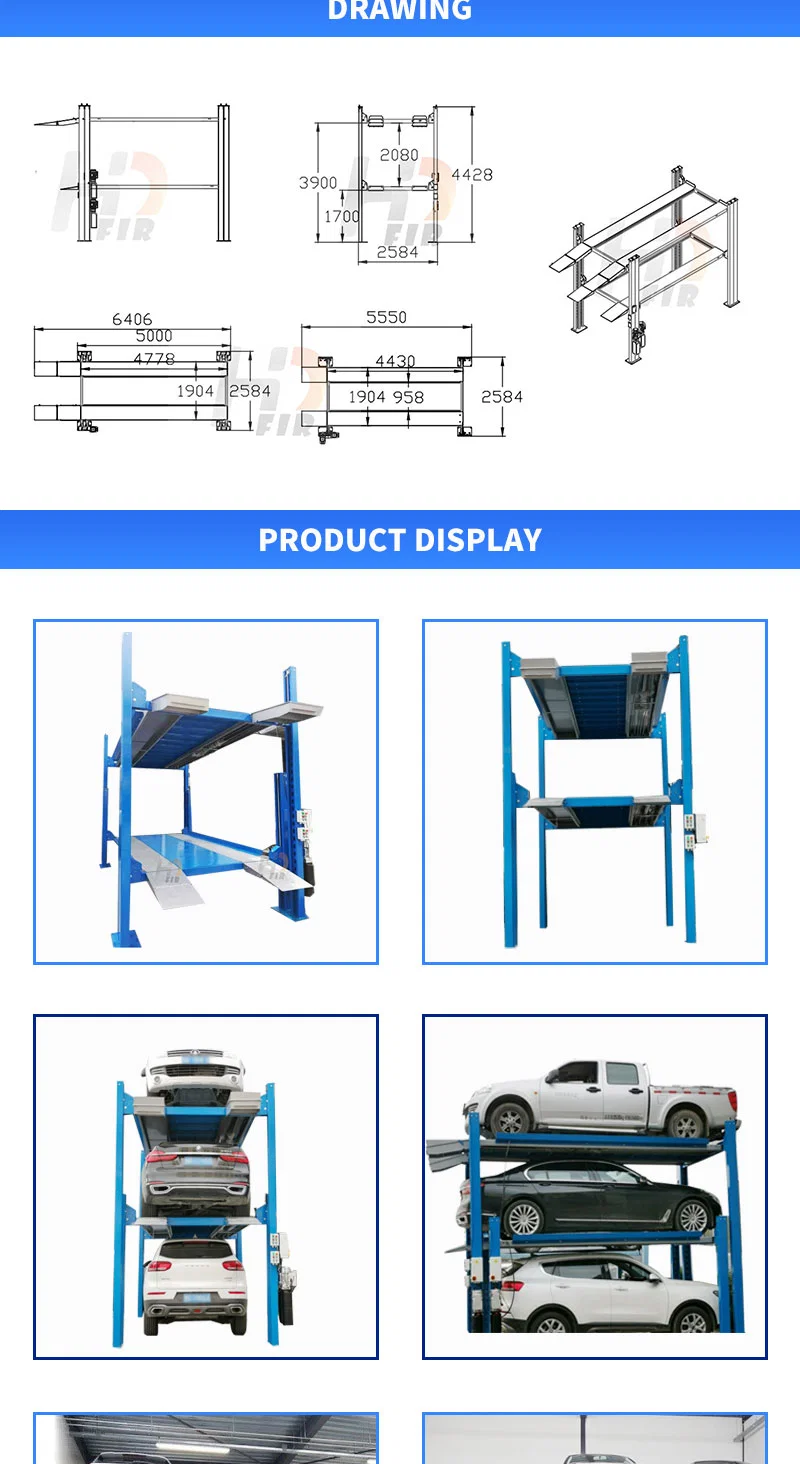 Double Stackers Hydraulic Stack Portable Car Parking System for Home Use Multi-Level Simple Lifting Automatic Car Lift Parking Stacker Vehicle PA