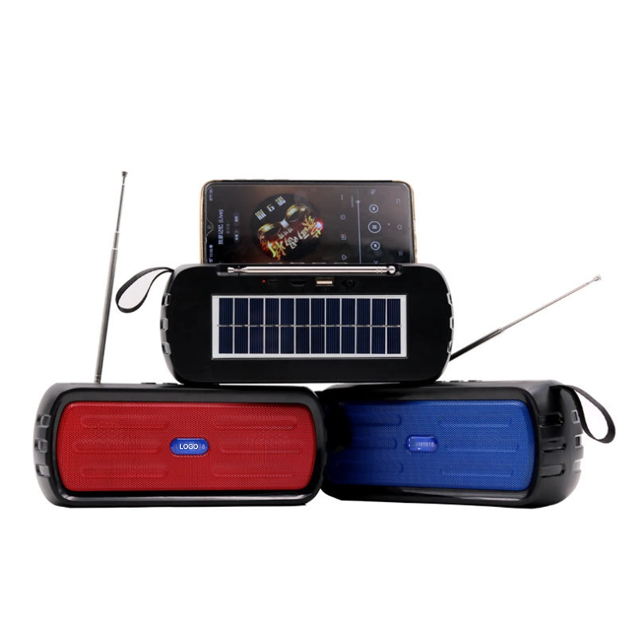 Rechargeable Trolley Bluetooth Battery Solar Speaker with USB TF Aux Wireless Mic and Light