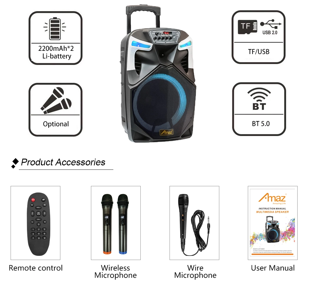 Direct Sells Jbls Ring Lamp Portable Bt PA Speaker System with Microphone