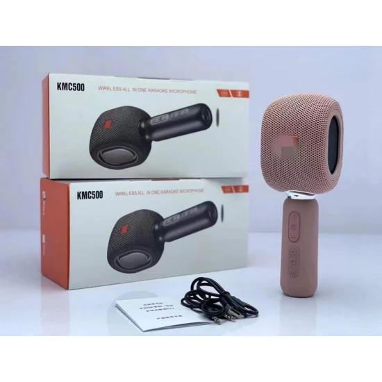 Customized Kmc500 Home KTV HiFi 3 in 1 USB Condenser Mic Kids Karaoke Speaker with Microphone Handheld Wireless Microphone for Singing